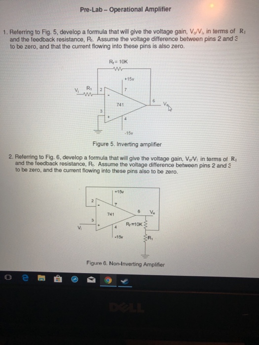 Solved Pre-Lab- Operational Amplifier 1. Referring to Fig. | Chegg.com