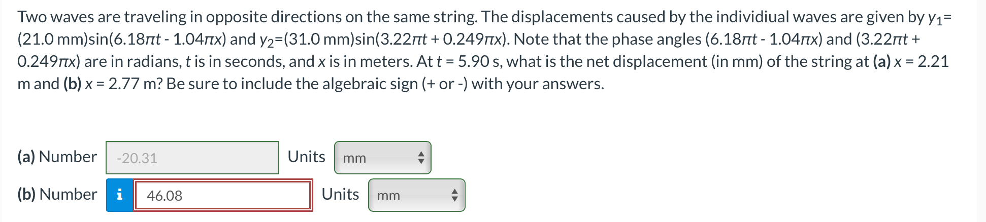 Solved Two waves are traveling in opposite directions on the | Chegg.com
