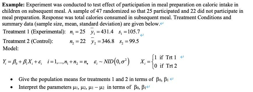 Solved Example: Experiment was conducted to test effect of | Chegg.com