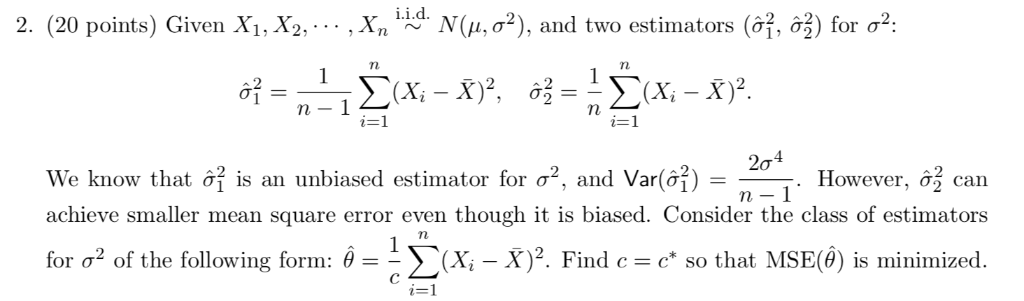 Solved I know MSE is minimized when it equals to Var but I | Chegg.com