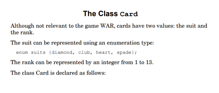 Solved write a java program for the war card game given | Chegg.com