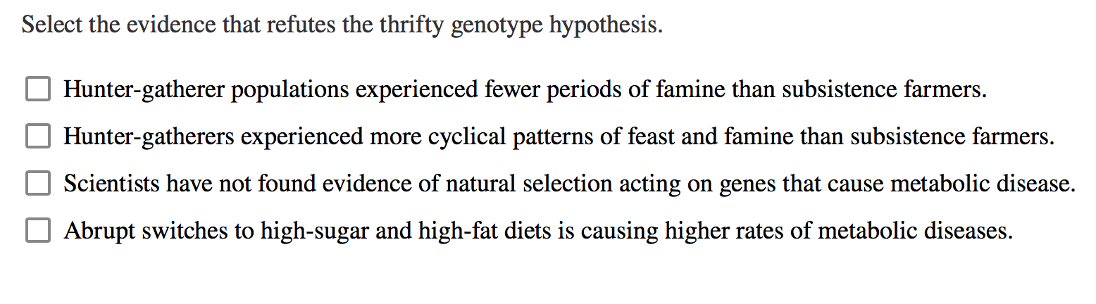 thrifty genotype hypothesis means