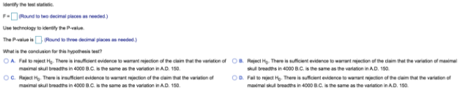 Solved Researchers measured skulls from different time | Chegg.com