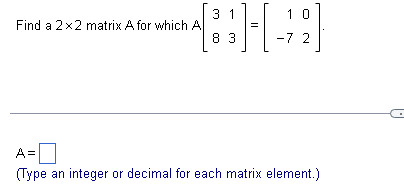 Solved Find A \\( 2 \\times 2 \\) Matrix \\( \\mathrm{A} \\) | Chegg.com