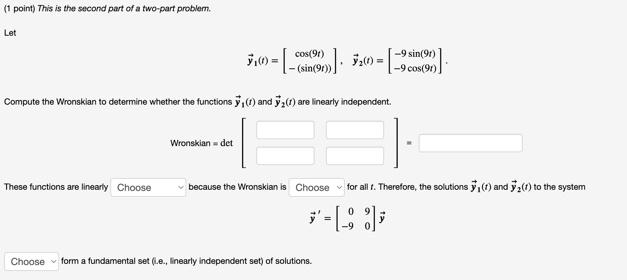 Solved (1 point) This is the second part of a two-part | Chegg.com