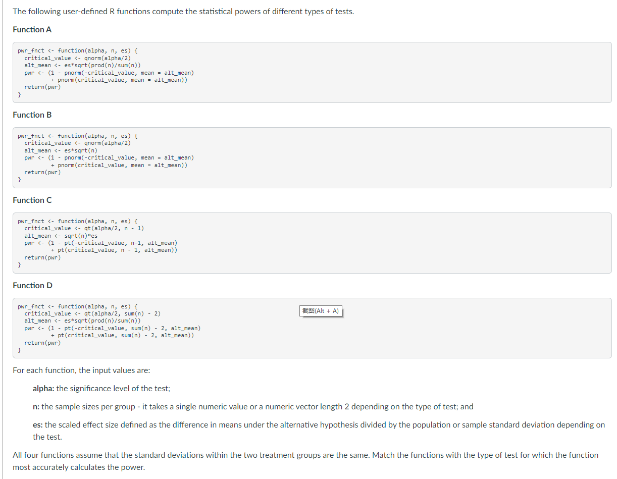 Solved The following user-defined R functions compute the | Chegg.com