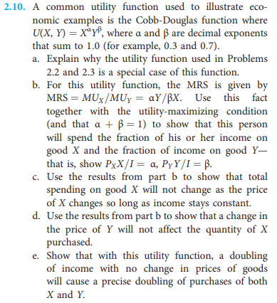 Solved 2.10. ﻿A common utility function used to illustrate | Chegg.com