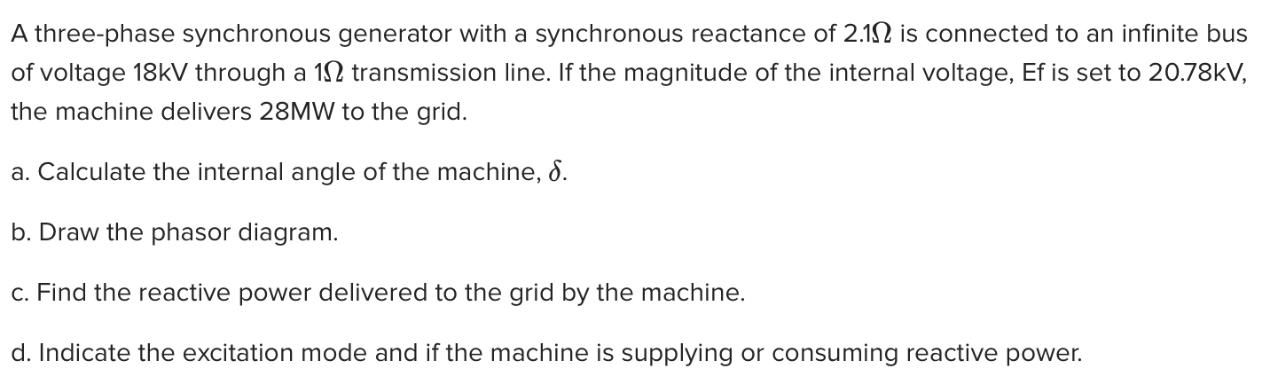 Solved A Three-phase Synchronous Generator With A | Chegg.com