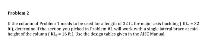 Solved Problem 2 If the column of Problem 1 needs to be used | Chegg.com