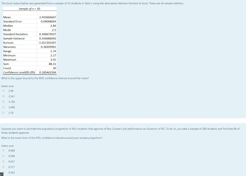 solved-the-excel-output-below-was-generated-from-a-sample-of-chegg