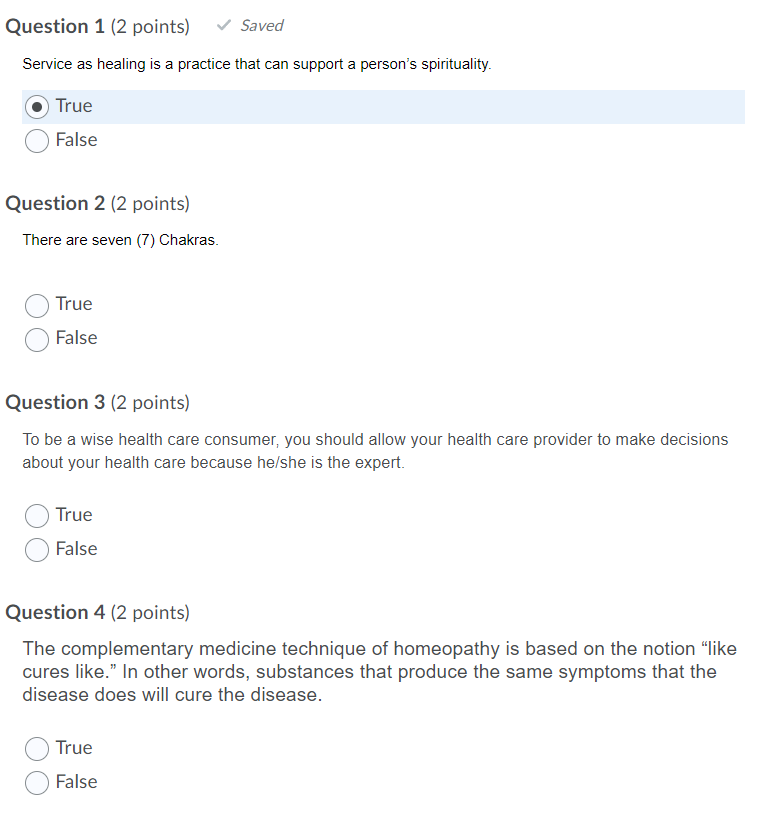 Solved Question 1 (2 points) Saved Service as healing is a | Chegg.com