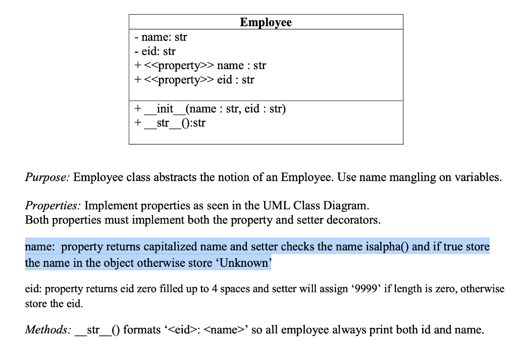 Solved How Can I Convert This Employee Uml Diagram To Pyt