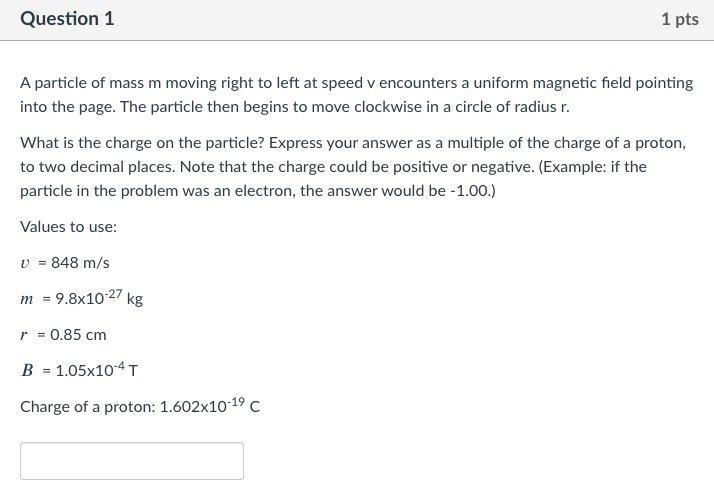 Solved Question 1 1 Pts A Particle Of Mass M Moving Right To | Chegg.com