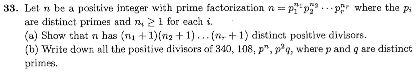 Solved 33. Let n be a positive integer with prime | Chegg.com