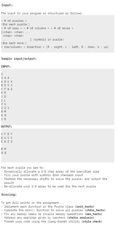 Solved Input: The input to your program is structured as | Chegg.com