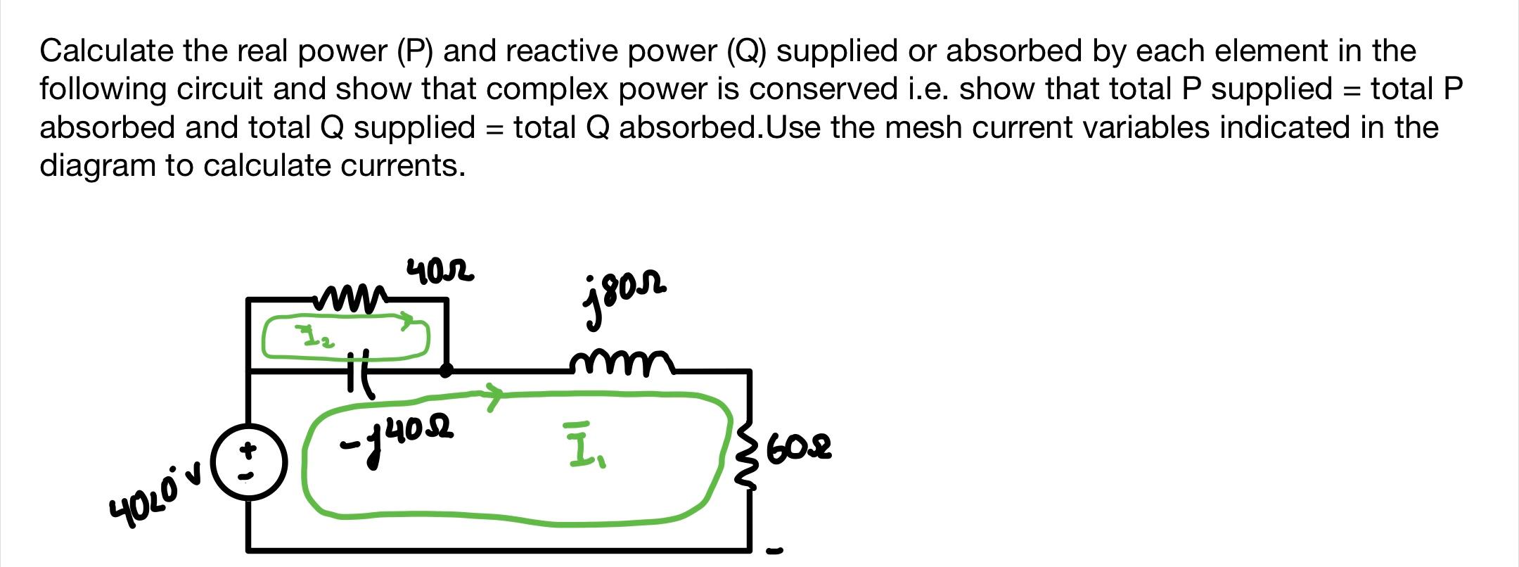 Solved Calculate the real power (P) and reactive power (Q) | Chegg.com