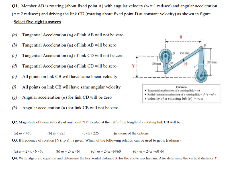 Solved Q1. Member AB is rotating (about fixed point A) with | Chegg.com