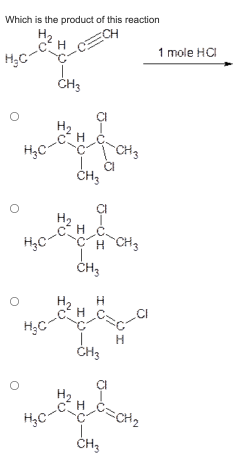 Solved Which Is The Product Of This Reaction H2 Ch 1 Mole 