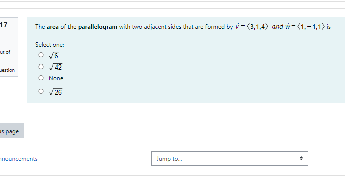 Solved 17 The Area Of The Parallelogram With Two Adjacent Chegg Com