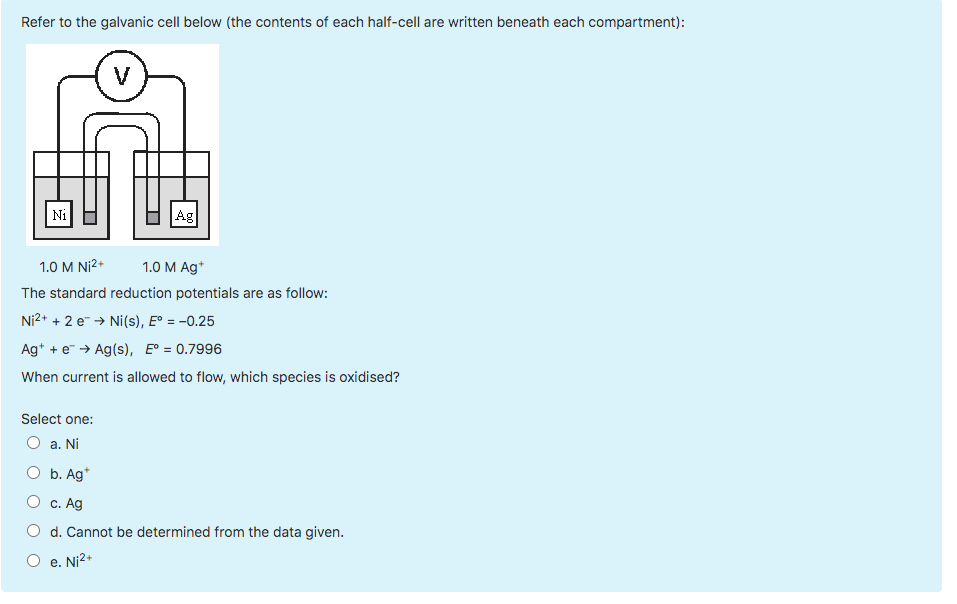 Solved Refer to the galvanic cell below (the contents of | Chegg.com