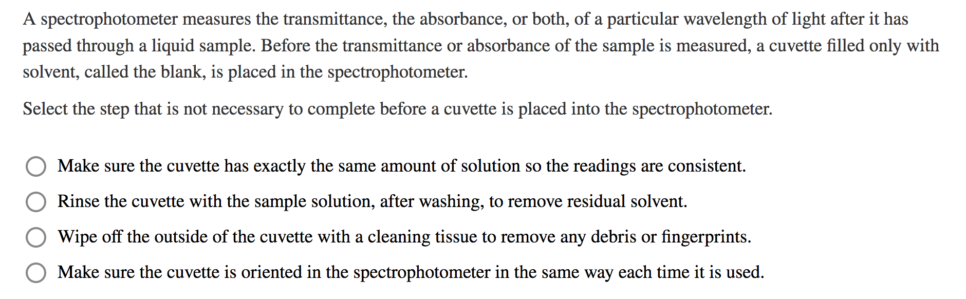 Solved A spectrophotometer measures the transmittance, the | Chegg.com