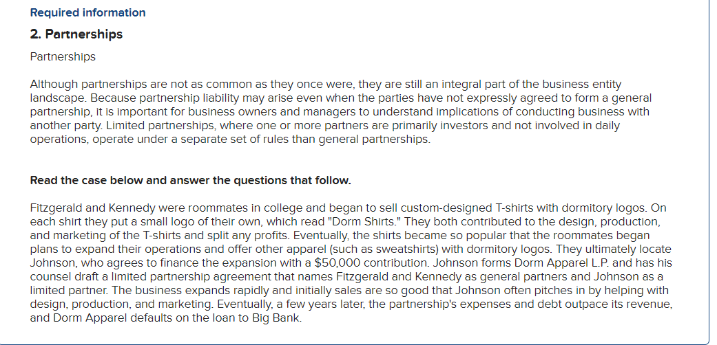 Solved 2. Partnerships Partnerships Although partnerships | Chegg.com