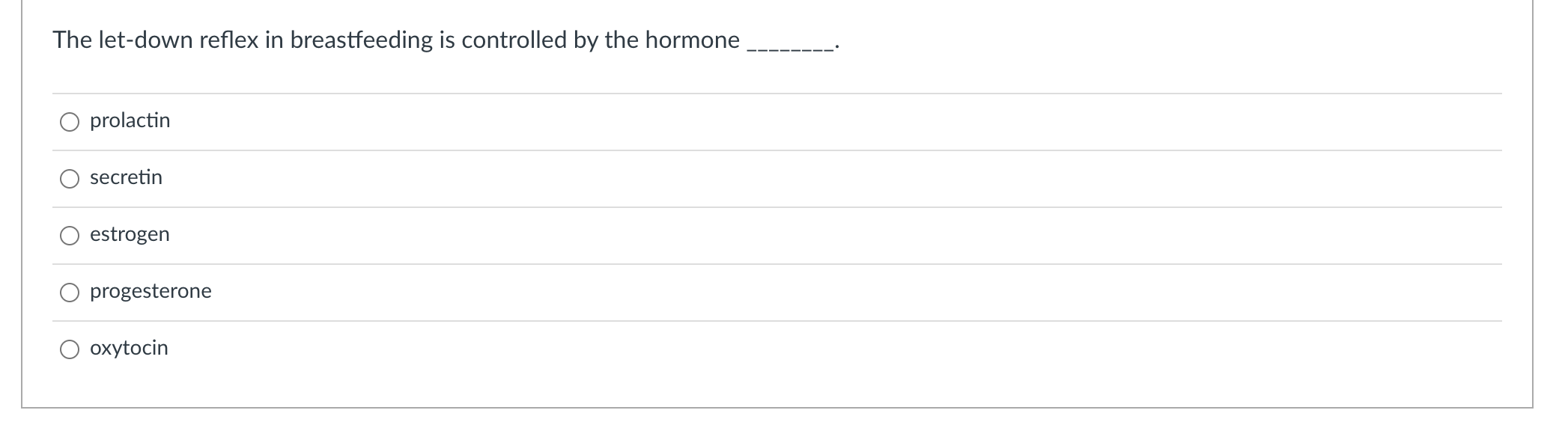 Solved The letdown reflex in breastfeeding is controlled by