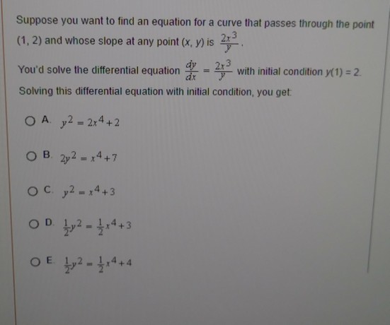 Solved Suppose you want to find an equation for a curve that | Chegg.com