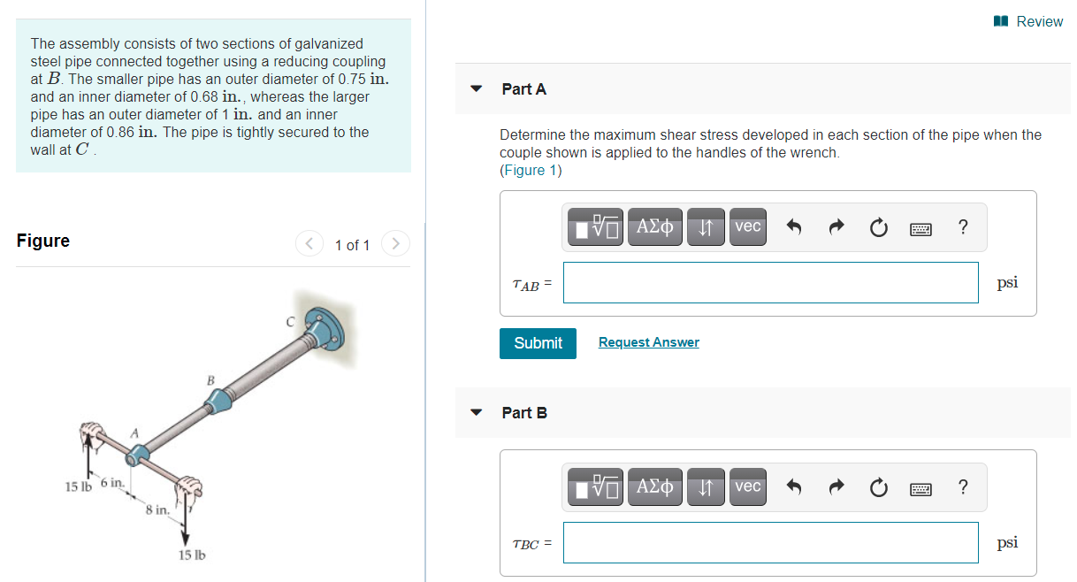 Solved Review Part A The Assembly Consists Of Two Sections | Chegg.com