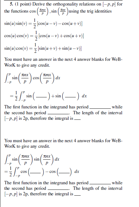 Solved Timex Tex 5 1 Point Derive The Orthogonality