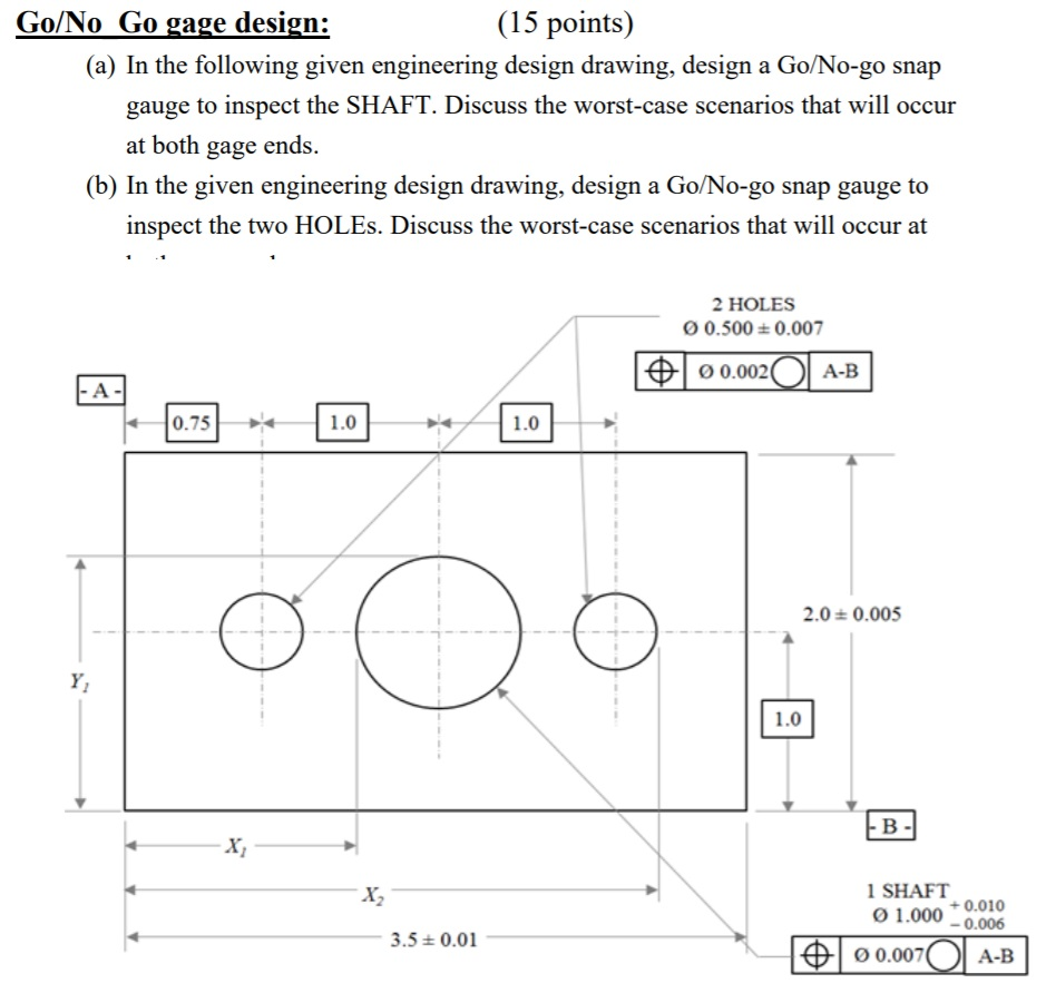 Go/No Go gage design (15 points) (a) In the