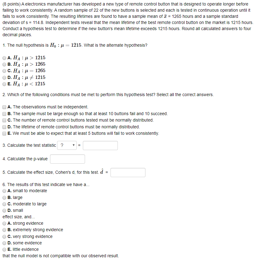 Solved (8 points) A electronics manufacturer has developed a | Chegg.com