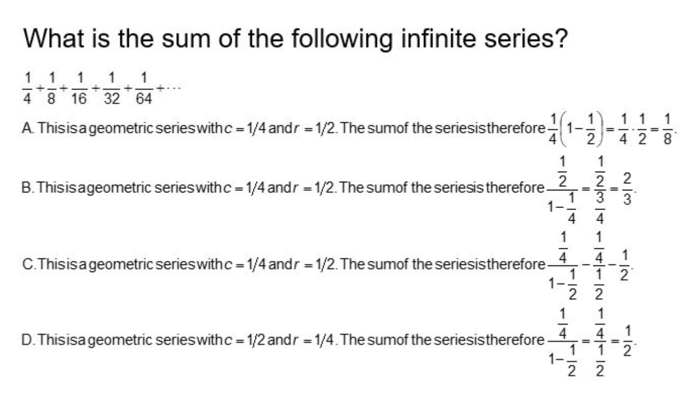 calculate the sum of the infinite series s 16 4 1