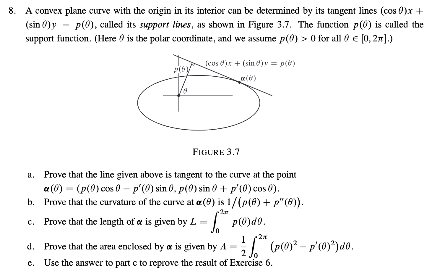 8. A convex plane curve with the origin in its | Chegg.com