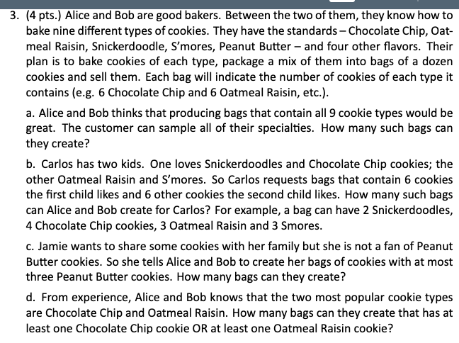 3. (4 Pts.) Alice And Bob Are Good Bakers. Between | Chegg.com