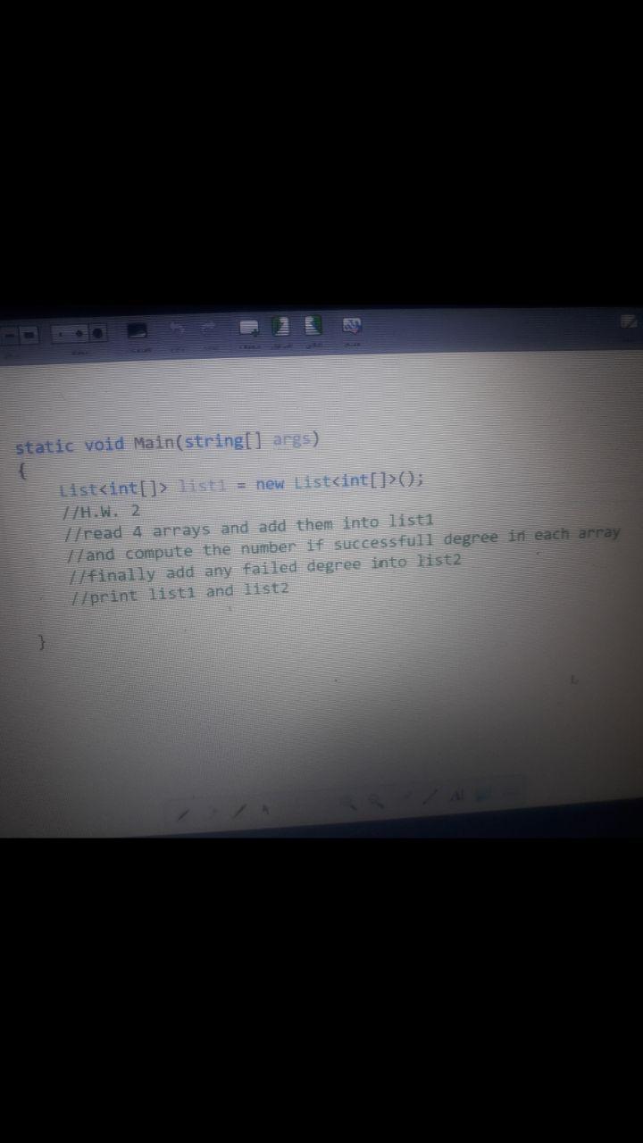 Solved static void Main(string[] args) List int[]> listi = | Chegg.com