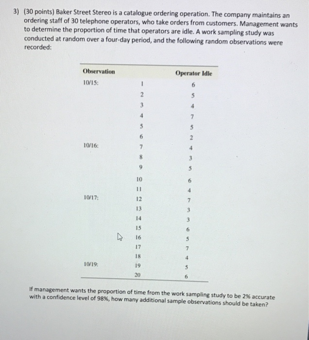 Solved 3) (30 points) Baker Street Stereo is a catalogue