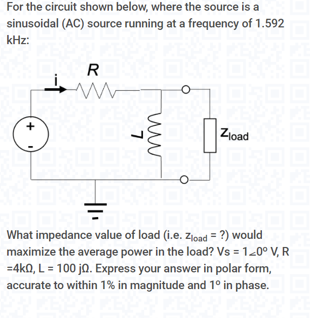 Solved For the circuit shown below, where the source is a | Chegg.com