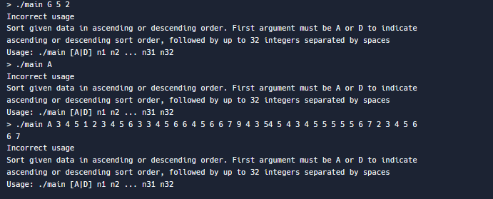 Bubble sort command line in C