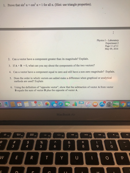 Solved 1 Prove That Sin2 Cos2 1 For All Hint Use Chegg