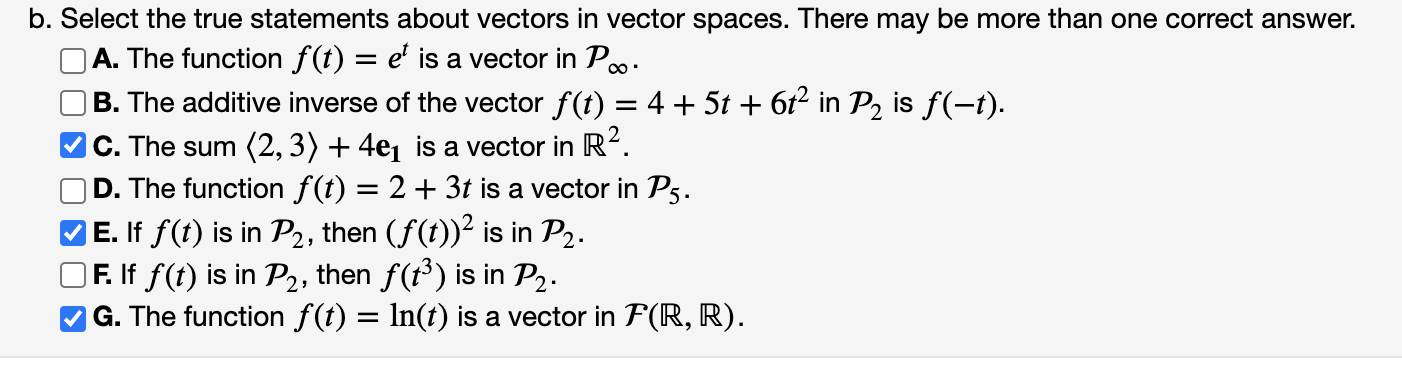 Solved B. Select The True Statements About Vectors In Vector | Chegg.com