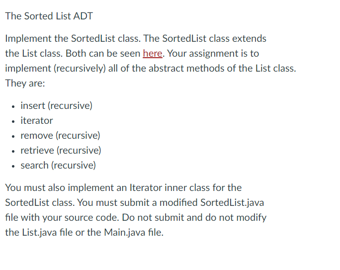Solved /* * * List.java * */ public abstract class | Chegg.com