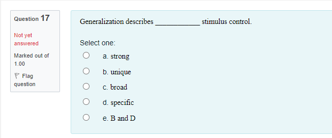 Solved Question 17 Generalization Describes Stimulus | Chegg.com