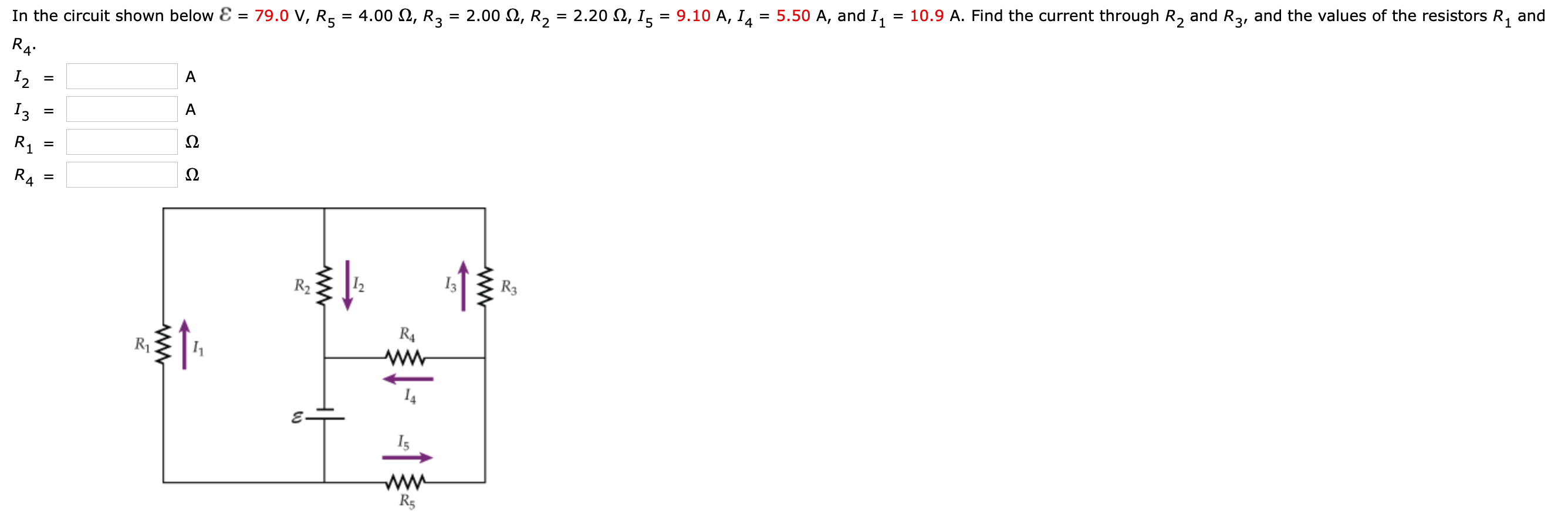Solved In the circuit shown below E = 79.0 V, Rs = 4.00 12, | Chegg.com