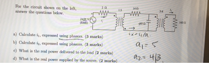 Solved For the circuit shown on the left, answer the | Chegg.com