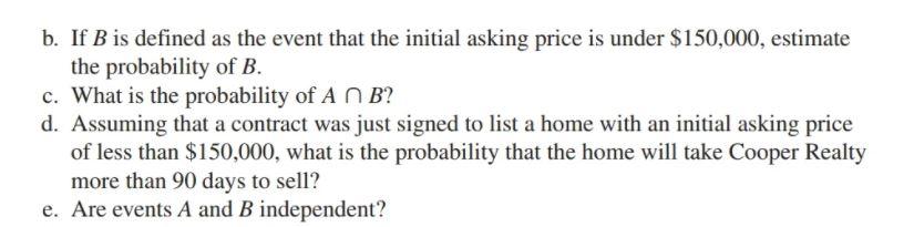 Solved 9. Probability of Homes Selling. Cooper Realty is a | Chegg.com