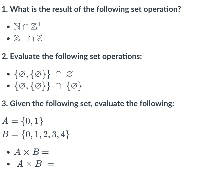 Solved 1. What Is The Result Of The Following Set Operation? | Chegg.com