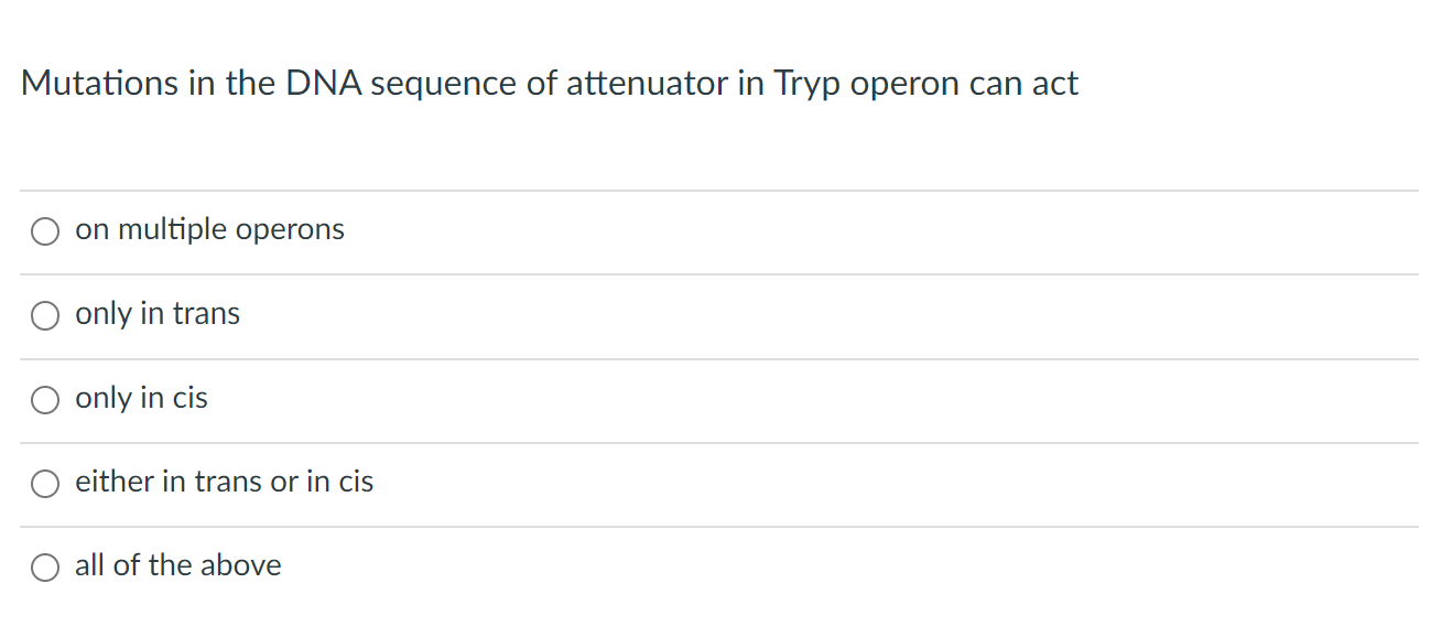 Solved Mutations in the DNA sequence of attenuator in Tryp