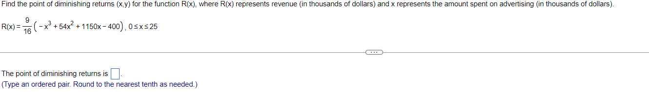 Solved Find the point of diminishing returns (x,y) for the | Chegg.com