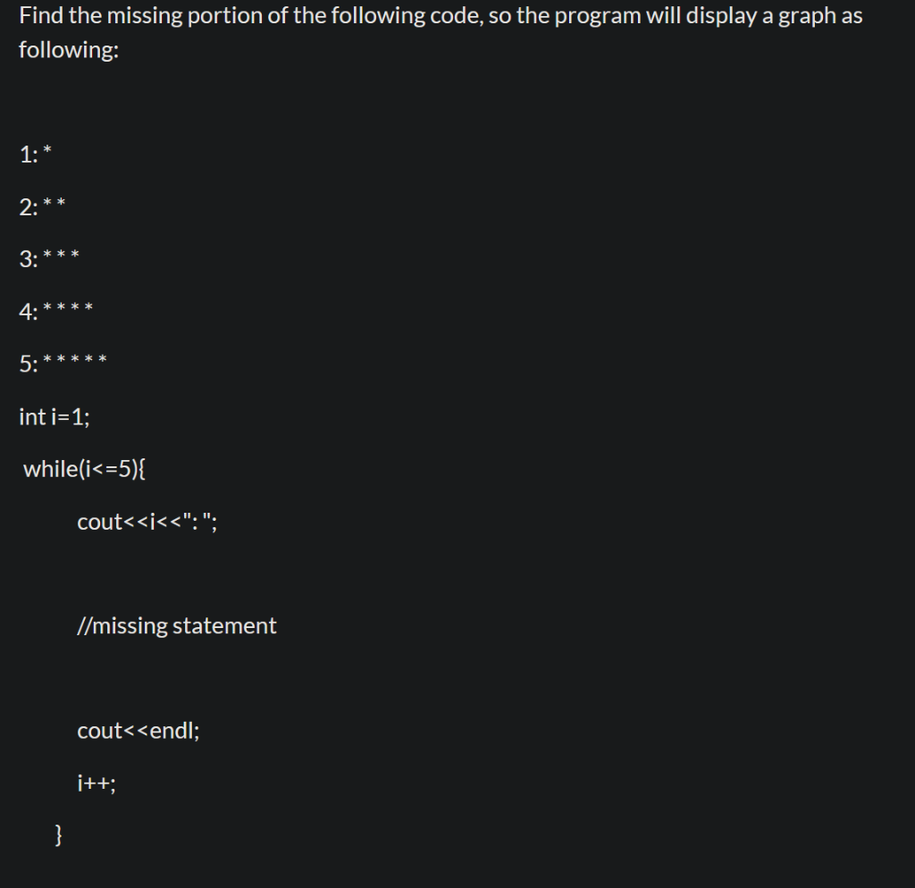 Solved Find the missing portion of the following code, so | Chegg.com